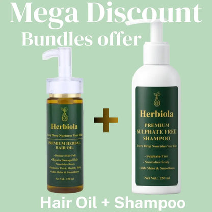 Herbiola Growth & Repair Combo (Hair Oil & Shampoo)